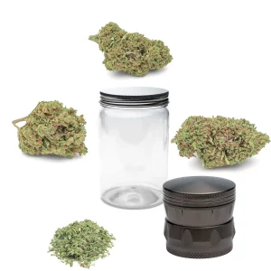 kit marijuana grinder e barattolo ermetico
